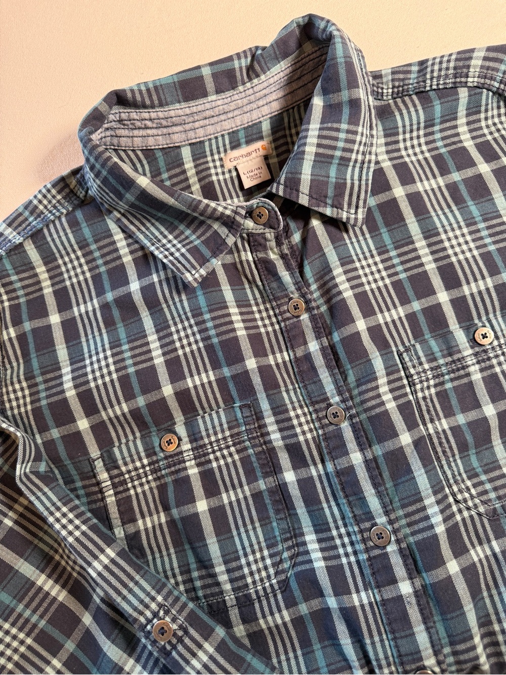 Carhartt Women’s Blue/Teal Plaid Button-Down Shirt